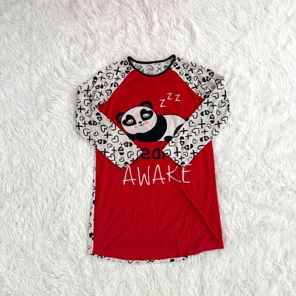 Girls Wonder Nation Bearly Awake Sleepy Dress in Pink and Black Extra Large - Picture 1 of 11